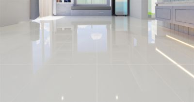 Modern Tile Floor in Kitchen